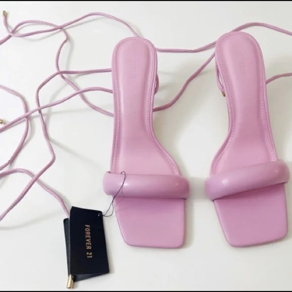 Forever 21 Pink Strappy Heeled Sandals Kitten Heels
